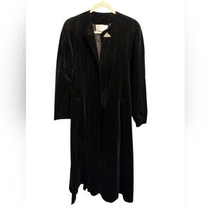 Vintage Cattiva Luxurious Black Velvet Trench Coat Dress Club Long Heavy Large